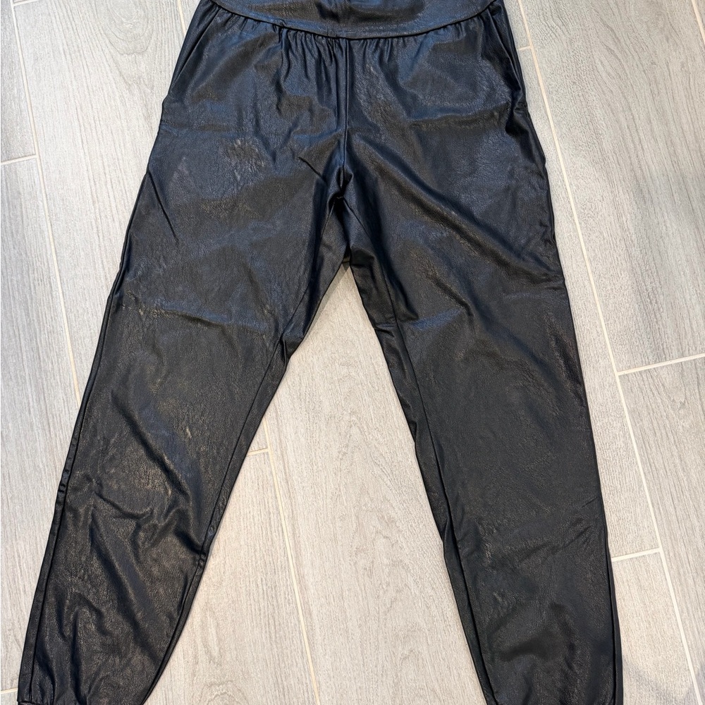 Commando Shiny Black Joggers